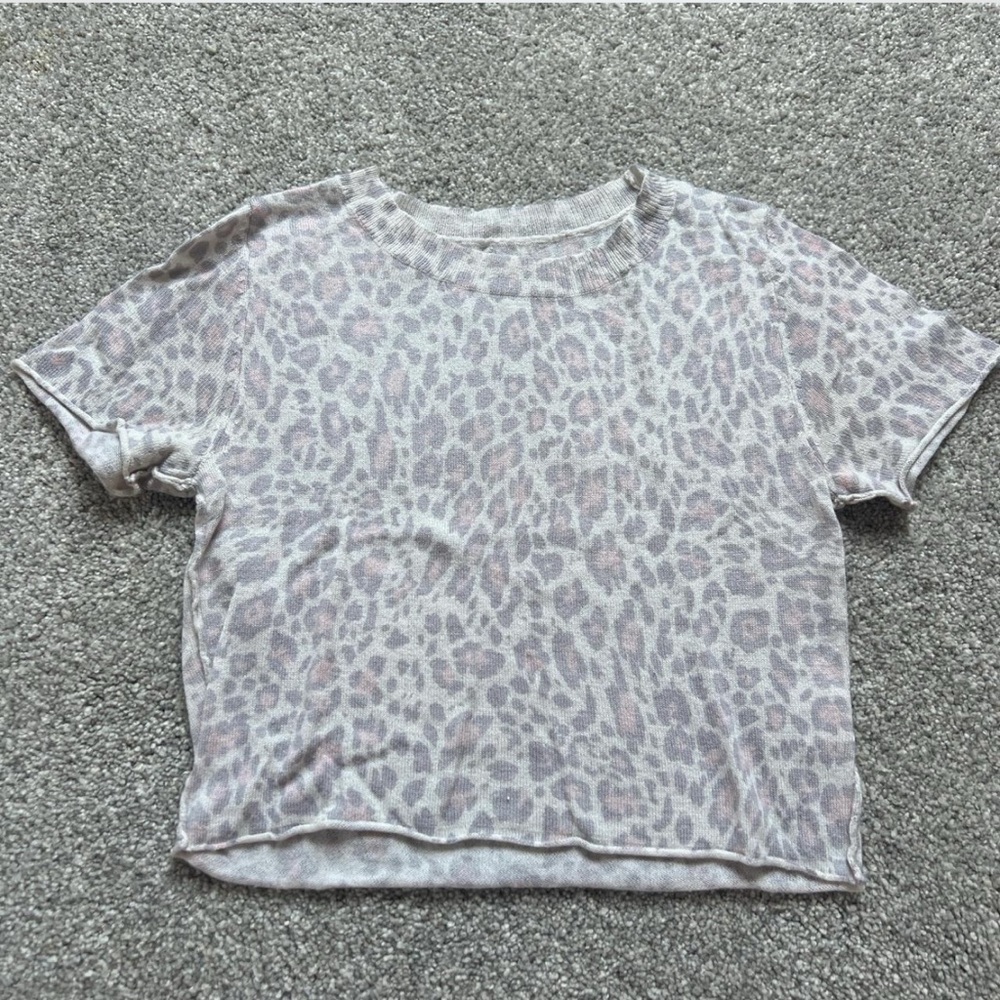 Leopard Print Crop Top - Gray